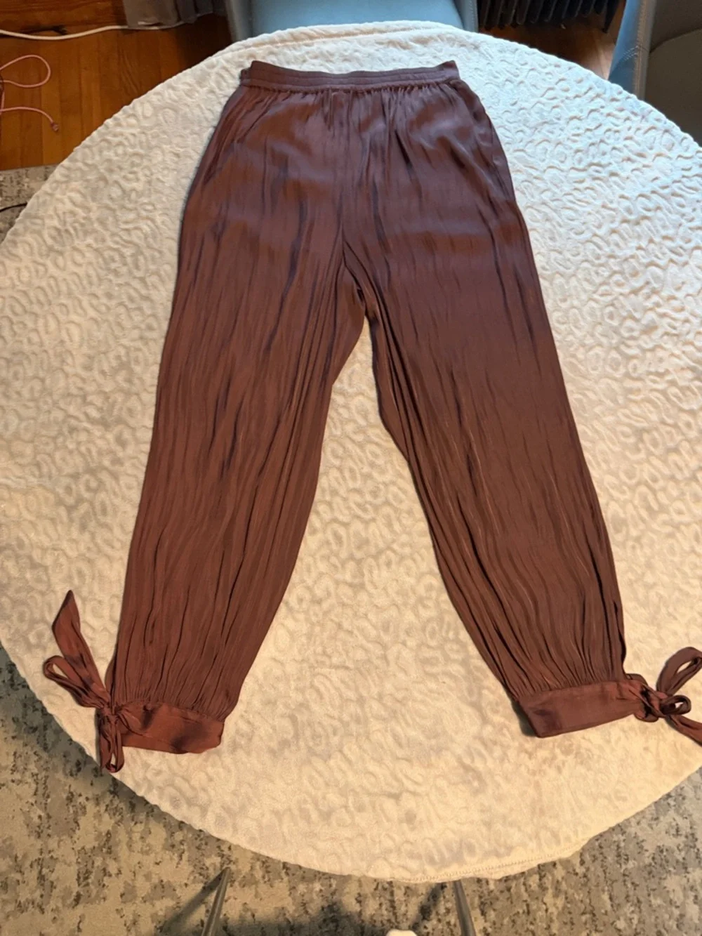 Camila Coelho Wide-Leg Tie Hem Pants in Brown